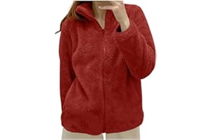 GENERICO Felpa Donna Pile Invernale Caldo con Zip Giacca da Camera Corta in Pile Senza Cappuccio Giacche Invernali Eleganti Curvy Tinta Unita Cappotto Peluche Sherpa Giubbotto Teddy Fleece Comoda Termico