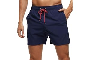YuKaiChen Men's Swimming Trunks Quick Dry Beach Shorts Casual Running Gym Shorts with Zipper Pockets and Mesh Lining