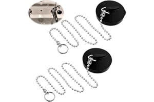 Giantree 2 Stück Abflussstopfen, Waschbeckenstöpsel Gummi mit 40cm Kette, Ø 40-45mm Stöpsel Badewanne Schwarz Stöpsel für Spülbecken für Küchenspüle Badewanne Bad