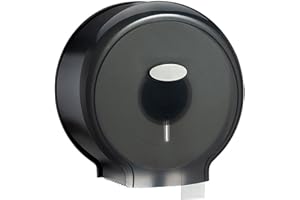 HERCHR Dispenser Carta Igienica, Dispenser per Rotoli di Carta Industriale di Grandi Dimensioni, a Parete, Jumbo a Rotolo Singolo, Diametro Inferiore a 24 cm / 9,45 Pollici(Nero)