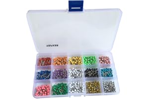 VAPKER - 750 puntine, 14 colori assortiti, testa rotonda da 0,3 cm, ideali per mappe