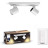 Philips Hue White Ambiance Runner, 2 Faretti LED Smart inclusi, Bluetooh, Controllo Vocale GU10, 5.5 W, Bianco, Telecomando d