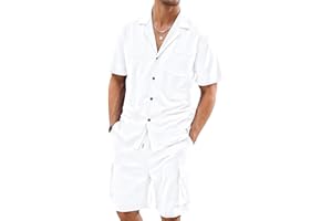 Elainone Men's Shirt Tracksuits Set Short Sleeve Suit 2 Piece Cotton Casual Outfits Jogging Beach Sports Summer for Men M-3XL