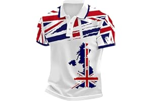 NNGOTD Union Jack Polo Shirts for Men UK Flag Print Golf Polos Great Britain Short Sleeve Collared T-Shirts Regular Fit Classic British United Kingdom Embroidery Tennis T-Shirt Casual Work Shirt