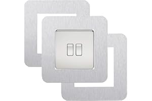 LICHI 3 Count Acrylic Single Light Switch Surround Socket Switch Sticker Cover Solid Color- Shining Silver