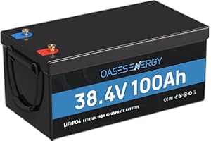 Oasesenergy Batterie LiFePO4 36 V 100 Ah avec BMS 100 A et protection basse température, 4000-15000 cycles, batterie au lithium 3840 Wh 36 V pour camping-car, kit de panneau solaire, camping, bateaux