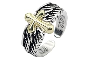 KONFEN Bague Argent Homme, Angel Plume Bague Ajustable Reglable Ouverte, Une Bague Pouce Anneau Bagues Reglables Orteil Bijoux Simple Vintage pour Homme Ado