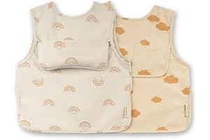 ÜneeQbaby Baberos Impermeables para Bebés y Niños Pequeños, Sin Mangas, Certificados Oeko-TEX para la Alimentación y el Juego Desordenado
