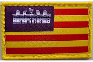 MateyCo Parche con Velcro Islas Baleares Tejida oficial 8 cm x 5 cm para Mochila, Chaleco, Gorras. Parche para Ropa Militar y Motera (Islas Baleares)
