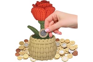 Flourish Money gROSE Money Box - 3D Printed Rose Crochet Style Flowers for Home Ornament and Room Decoration