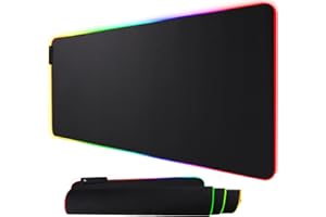 HIHUHEN Gaming Mouse Pad Large, Oversized 10 Lighting Mode Thick Glowing LED Extended Mousepad ，Non-Slip Rubber Base Computer Keyboard Pad Mat (80x30RGB Black)