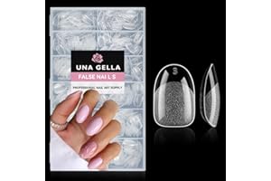 UNA GELLA Capsule Américaine Ongle Ovale Court, 504 Pièces 12 Tailles, Formes Ovale-Rondes Demi-Mat pour Extension Simple d'Ongles Acryliques