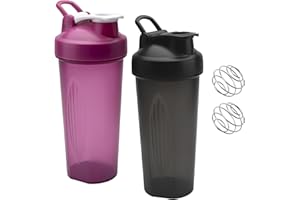 APOMOONS 2PCS Protein Shaker 600ML Eiweiß Shake Becher Mit Kugel, ML Anzeige, Auslaufsicher Eiweiss Schüttelbecher Proteinshaker Gym Fitness Flasche Eiweißshaker Shakebecher für Cremige Proteinpulver Whey