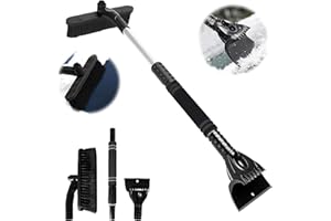 DTXYBC Spazzola da Neve Auto, 3in1 Raschietto Ghiaccio Auto con Spazzola Neve, Girevole Spazzola da Neve Auto, Spazzola da Neve Estensibile, Raschietto per Ghiaccio per Auto, Camion (Nero)