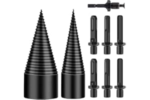 Rppiup Spaccalegna Cono di Legno, 45 + 32mm Punta Spaccalegna per Trapano, Vite Conica Spaccalegna con 6 Manici Trapano, Trapano Legna Ardere per Taglialegna Trapano a Gradini Casa