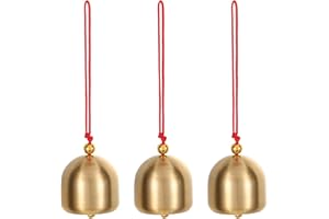 ‎PATIKIL PATIKIL Kleiner Bulk-Hängeglocke, 3 Stück chinesische Feng Shui Glocke Glücksbringer Windspiel für Tür Fenster Haus Garten Dekor Reichtum und sicheres Anhänger, Golden-Rot