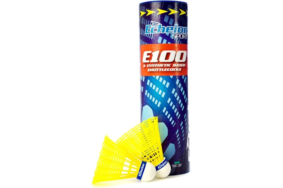 Echelon E100 Yellow Badminton Shuttlecocks (6 pieces), high-quality British made
