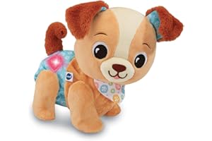 VTech - Toutou 1,2,3 suis-Moi - Peluche Interactive Câlin, Chien Qui Marche et Aboie - Éveil Bébé Sensoriel - Jouet Musical - Cadeau Bébé Dès 9 Mois - Contenu en Français