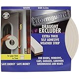 STORMGUARD B01N5KQIKJ White Extra Thick Rubber Foam Draught excluder Weather proofing Seal for 4-7mm Gaps 3.5 Metre roll. Gua
