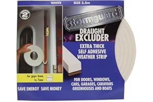 White Extra Thick Rubber Foam Draught excluder Weather proofing Seal for 4-7mm Gaps by Stormguard. 3.5 Metre roll. Guaranteed 2 Years.