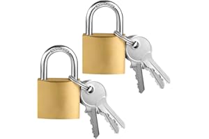Lot de 2 Cadenas Casier avec 3 Clés, 30 mm Cadenas Valise en Laiton Étanche Robuste, Cadenas à Clé pour College Casiers Gym Armoires Bagages Voyage Avion Jaune