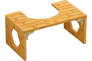 Fixinus Sgabello da WC, in bambù, 20 cm, pieghevole, con tappetino antiscivolo, per adulti e bambini, colore naturale