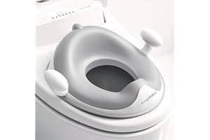 Angelbliss WC Sitz Kinder, Baby Potty Training Toilettentrainer, Kinder Toilettensitz für Jungen und Mädchen, Doppeltem Anti-Rutsch Polster Kloaufsatz, mit Griff und Spritzschutz (grau)