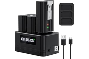 JSOPRTVR 3 Pack Replacement for Ring Battery - 6040mAh Ring Doorbell Battery with LED Display Charger Station for Ring Video Doorbell 2/3/3+/4, Spotlight Cam(2nd/3rd Gen) and Stick Up Cam