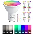 REYLAX GU10 Colour Changing LED Bulbs Dimmable 50 Watt Equivalent with Remote 5W GU10 Spotlight Cool White 12 Colours RGBW Spot Lights 5 Modes Timer for Atmosphere and Daily Lighting Pack of 8