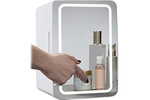 Btstil Mini Kosmetischer Kühlschrank, 8L Kühlschrank Tragbarer mit LED Make up Spiegel, 2 in 1 Auto KüHlschrank für Schlafzimmer, Kosmetik, Muttermilch, Büro und Reisen