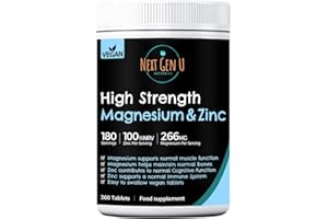 NGU NEXT GEN U High Strength Magnesium and Zinc Tablets – 360 Vegan Tablets | High Strength Magnesium Oxide and Zinc Gluconate Formula | Supports Bone, Heart & Muscle Health | 6 Months Supply