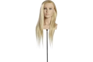 L'IMAGE GMBH L'IMAGE LOUISA Testina per acconciature con capelli veri biondo platino di 60 cm, con ciglia