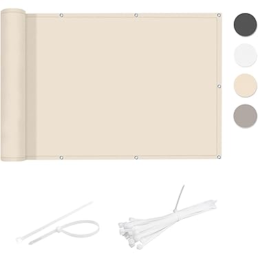 Balkonscherm 85 x 850 cm Weerbestendig en Onderhoudsvriendelijk Weerbestendig Doek met Ogen en Snoer Voor Tuinpatio, Camping, Donkergroen