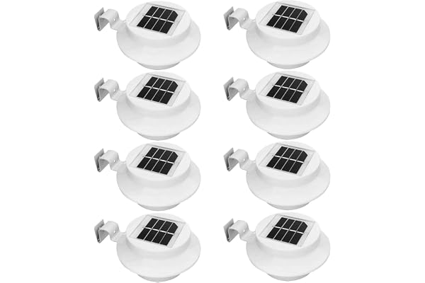 ZABY Lampes Solaires pour Gouttières, Lot de 8 du Crépuscule à L'aube de Éclairage de Clôture à LED - Éclairage Solaire Étanche de Décoration de Jardin pour Terrasse, Porche, Sentier
