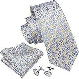 Tamaño regular - Tie Ancho: 3,35 pulgadas (8,5 cm); Tie Longitud: 59 pulgadas (150 cm); Tamaño Pañuelo: 9 pulgadas x 9 inche (23cm x 23cm); Diámetro de la mancuerna: 0,55 pulgadas (1,4 cm)