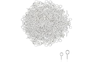 NAZEAUF Small Screw Eye Pins - 200PCS Silver Small Metal Eye Pins - mini Screw Eyelets - Eyes Pin Hook (8mm+10mm) (Silver)