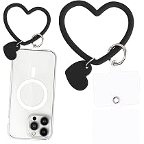 Cordino Universale A Cuore Per Telefono – Silicone, Regolabile, Con Portachiavi E 2 Adesivi Di Ricambio