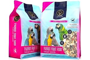 Golden Cat Parrot Fruit Food Natural Seeds Mix Value Pack (1kg x 2, 3, 4 & 5 Bag Options) – Complete Nutrition Diet for Macaws, African Grey & Cockatoos – Fruit, Grain & Seed Blend (1 kg X 2 Bag)