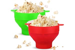 TAIZER 2 Piezas Contenedor de Palomitas de Maíz de Silicona Recipiente Palomitas Microondas Cuenco Plegable Silicona Popcorn maker Tazón de Palomitas de Maíz de Silicona Para Reuniones Familiares