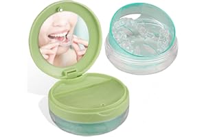 DIDATOOL Caja Ortodoncia, Estuche para Dentaduras Electroplateado con Espejo, Ferula Dental Compatible con Brackets Transparentes, Organiza y Protege tus Suministros Orales(Verde)