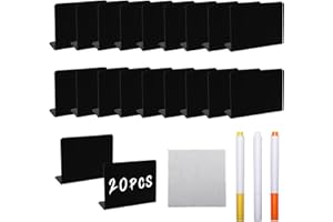 NAFAFOSA 20 Stück kleine Schilder zum Beschriften, 10*7,5cm Klein Kreidetafelset mit 3 Stifte und 1 kleines Reinigungstuch, abwischbare Preisschilder Namensschilder für Buffet Hochzeit Party und Schaufenster