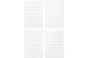 TIAMORPH 4 PCS Stencils Letters Assorted Styles Alphabet Stencils Letters Painting Number and Letter Artistic Drafting Drawing Drawing Templates Stencil Set for DIY Craft ScrapbookDiary (White)