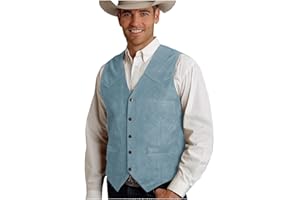 Tuikayoo Gilet in pelle scamosciata da uomo, gilet da cowboy, vestibilità regolare