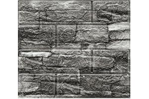 ZOEGNEER 10 paneles de espuma suave 3D de 35 x 30 cm, autoadhesivos, azulejos de piedra, ladrillo, pared, paneles de espuma suave (color negro ladrillo)