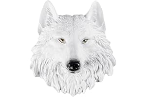 ANSO Animal Head Resin Wall Hanging Statues Bar Coffee House Figurine Sculpture Ornament Decor (Arctic Wolf)