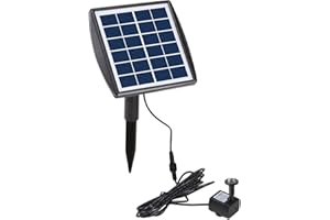 Decdeal Pompa per fontana, 200 l/h 6 V/2 W, con pannello solare, 4 ugelli regolabili, per acquario, laghetto, giardino