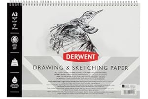 Derwent Album da Disegno con Copertina Rigida in Formato A3 da 30 Fogli di Carta senza Acidi, Dorso Rilegato, Orientamento Verticale, ottimale per i Ritratti, Qualità Professionale