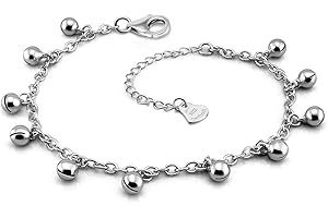 Dankadi Donne delicate 925 argento Sterling Cavigliere per ragazze carina catena Bell Beach Cavigliera Boho dimensioni regolabili gioielli alla caviglia regalo per lei