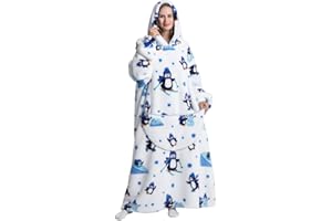 KAWOJA Verlängert Übergroße Hoodie Decke,Kuscheldecke mit Ärmeln und Taschen,Superweiche und Warme Flanell TV Decke mit Kapuze