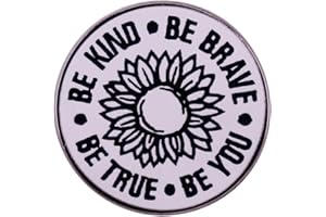 QUREZA BE KIND BE BRAVE BE YOU BE TRUE Sunflower Brooch Black And White Lines Sunflower Brooch Badge Inspirational Enamel Pin Brave Person's Jewelry Gift Suitable for Decorating Yourself, Metal, no gemstone